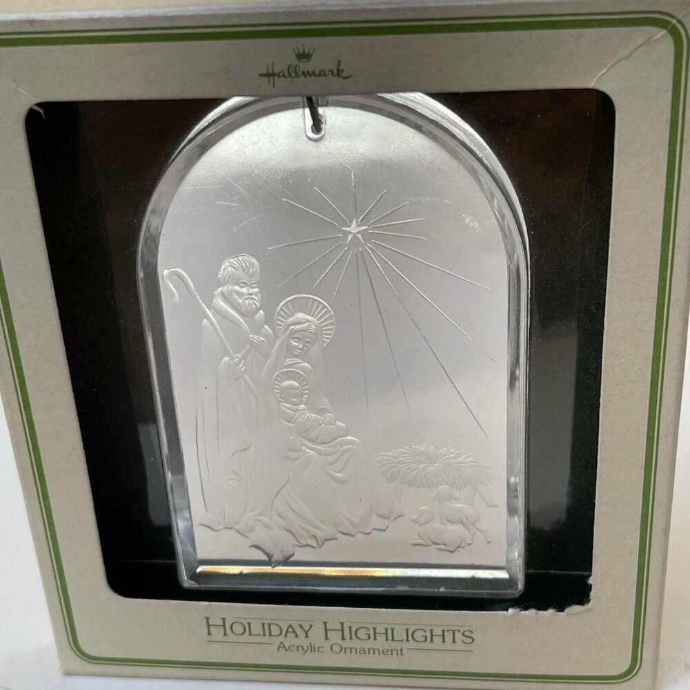 Holiday Highlights Nativity Hallmark Keepsake Acrylic Ornament Vintage